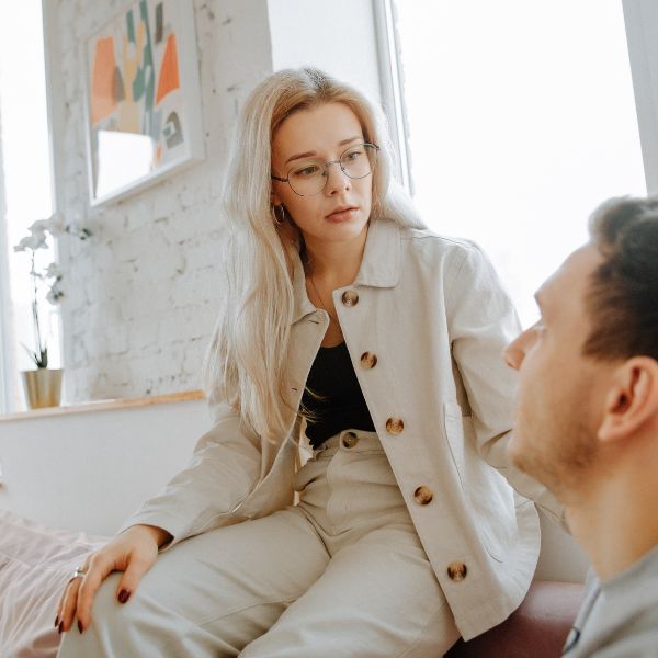 A wife listening to her husband.