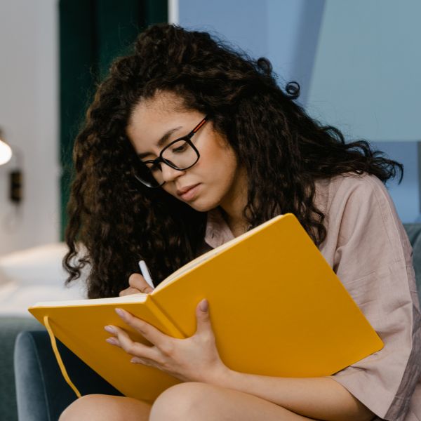 Woman journaling.
