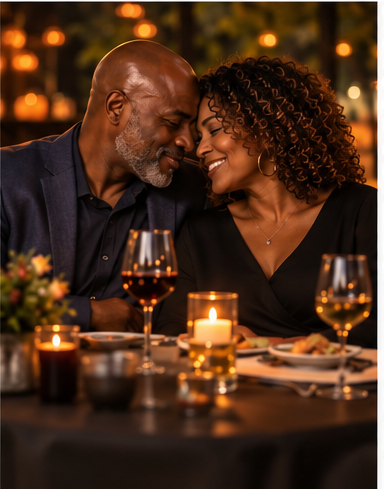 Couple reconnecting over dinner