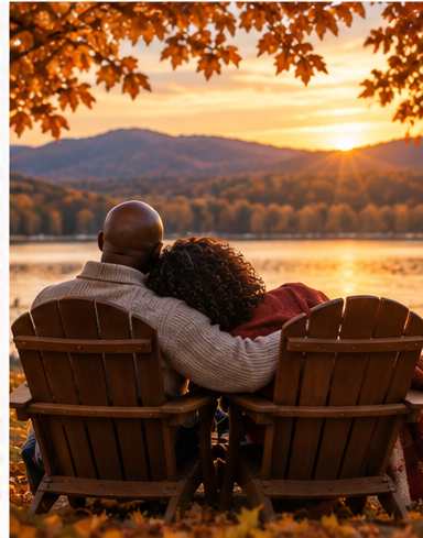 Couple quietly reflecting together at sunset