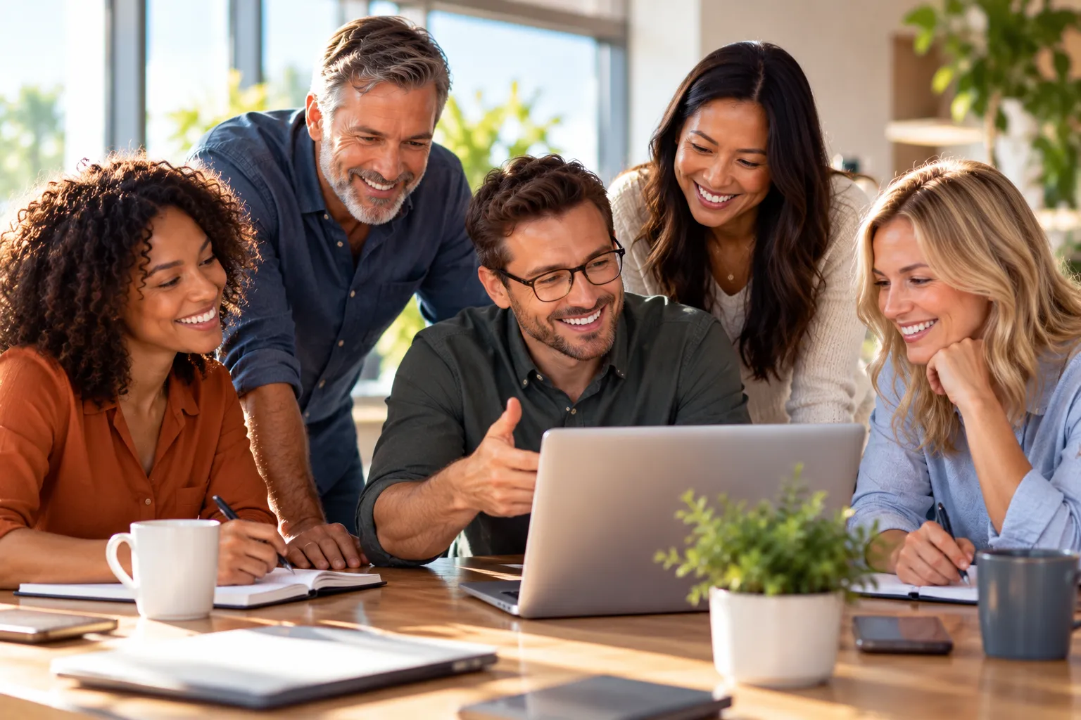 People working and growing together in an organization
