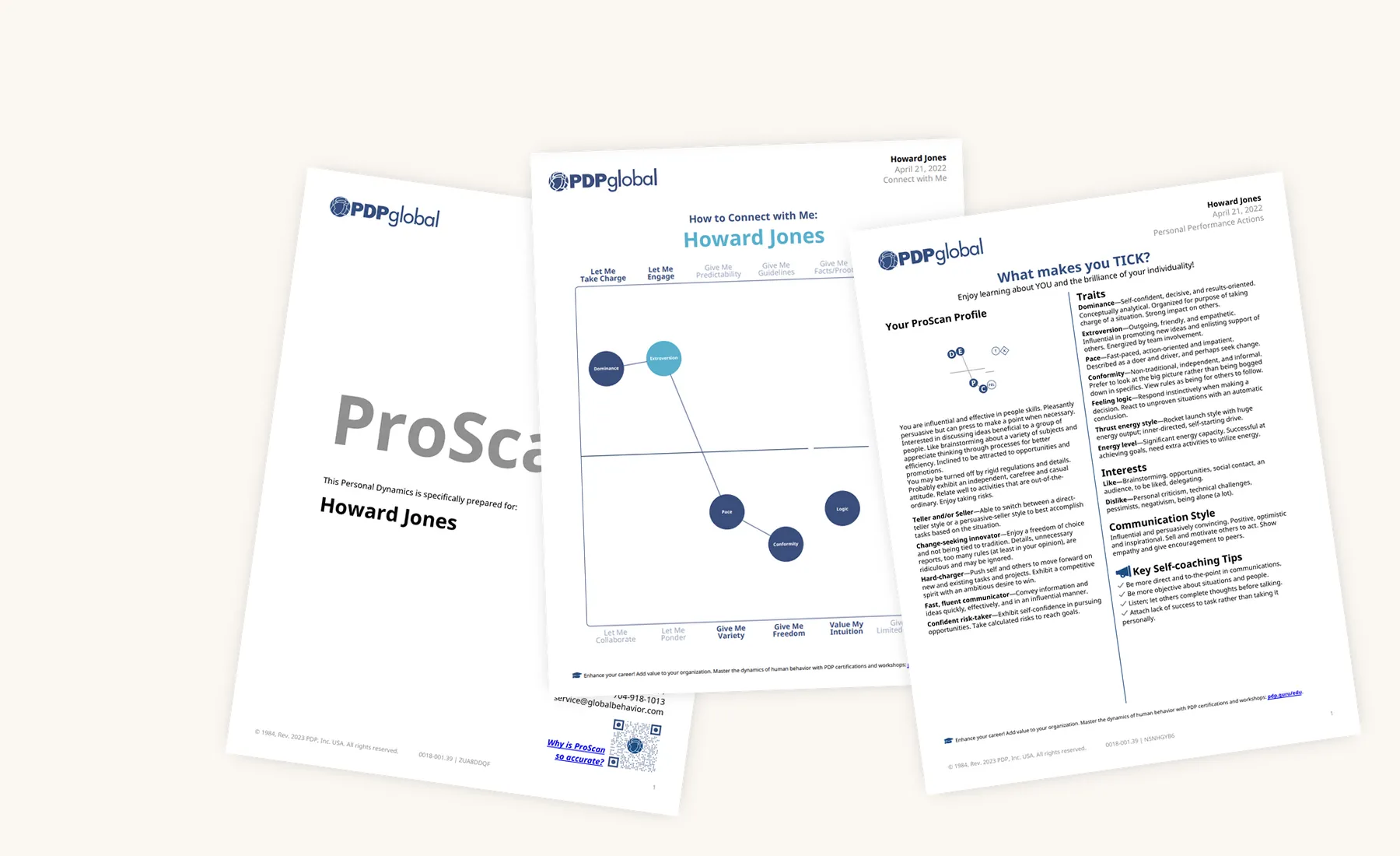 Sample My ProScan personal report materials