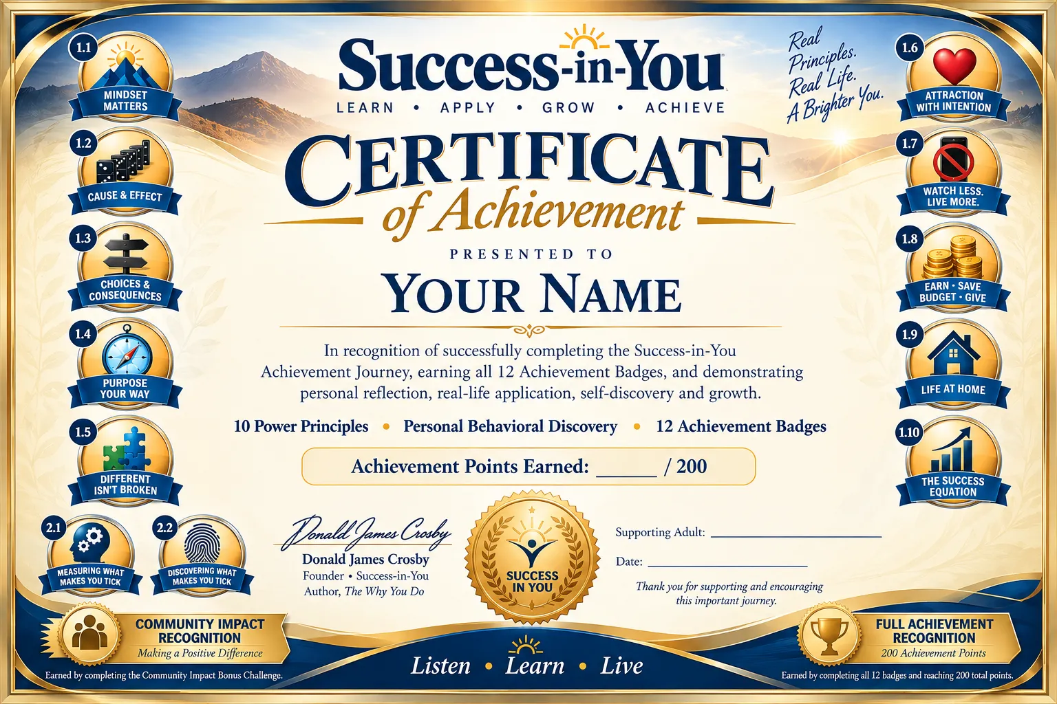 Success-in-You Certificate of Achievement